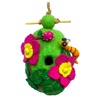 Raspberry Caterpillar Wool Birdhouse