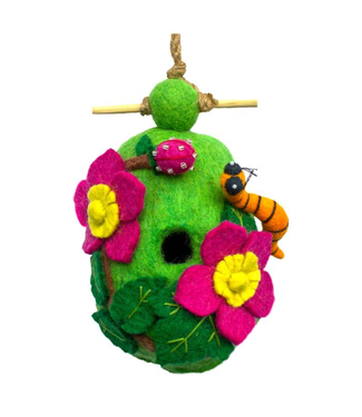 Raspberry Caterpillar Wool Birdhouse