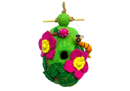 Raspberry Caterpillar Wool Birdhouse   Raspberry Caterpillar Wool Birdhouse