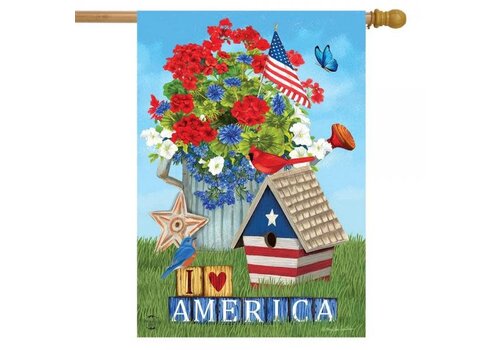  I Love America House Flag 