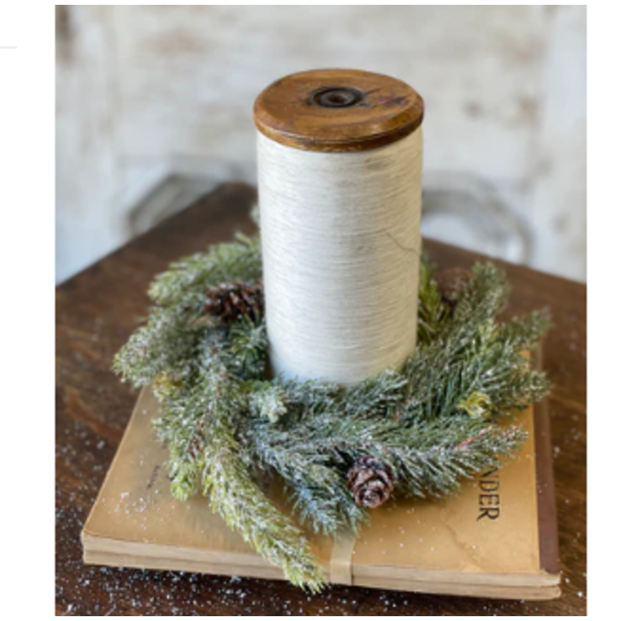 Frosted White Spruce Candle Ring