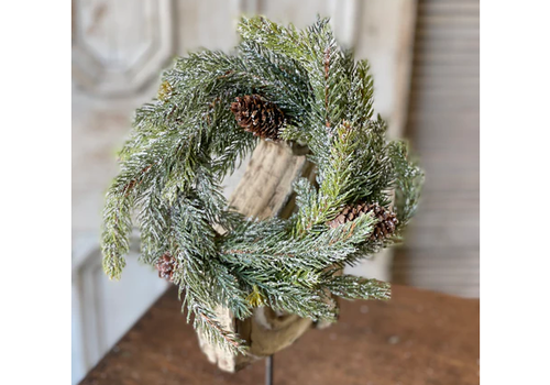  Frosted White Spruce Candle Ring 