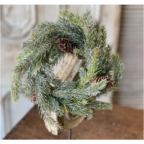  Frosted White Spruce Candle Ring 