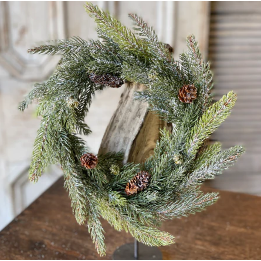 Frosted White Spruce Candle Ring