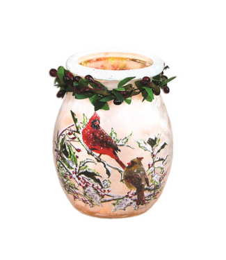 Stony Creek Holly & Cardinals Pre-Lit Small Jar