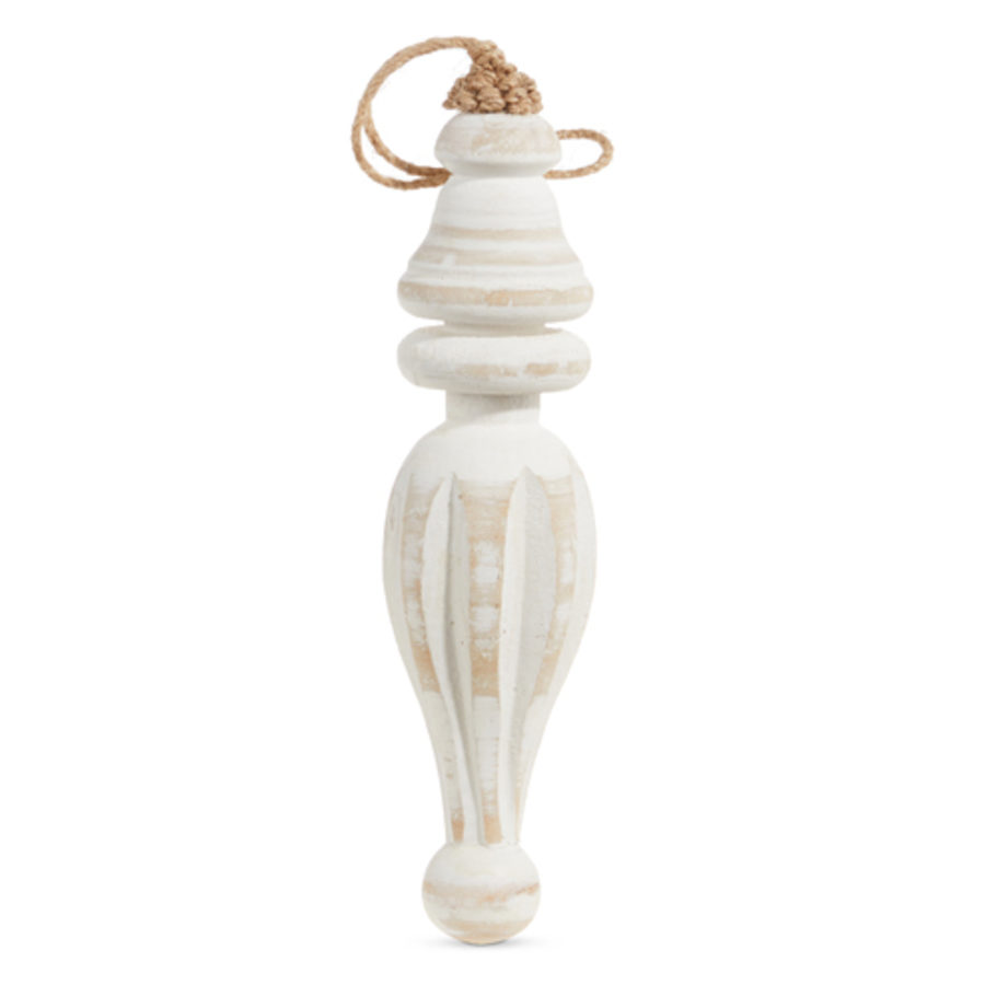 Distressed Wood Finial Ornament