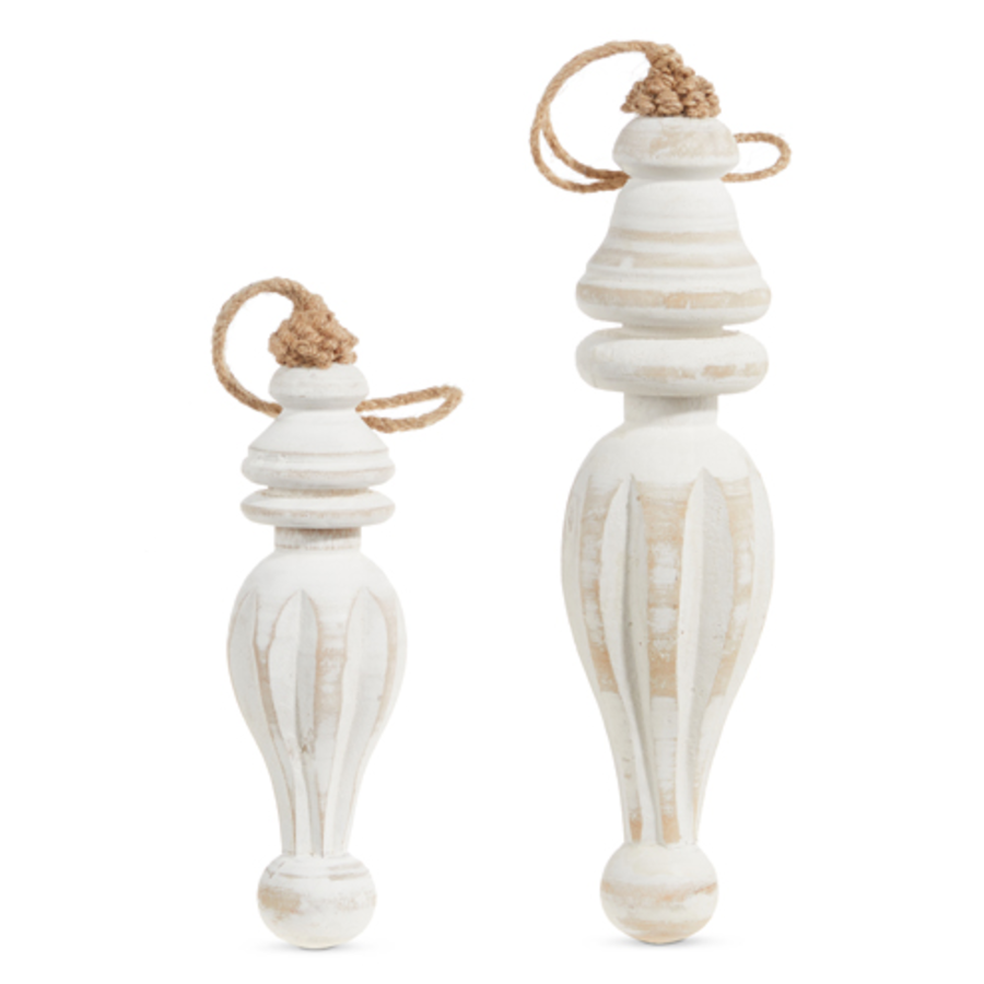 Distressed Wood Finial Ornament