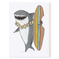 Surfboard Shark Birthday Card