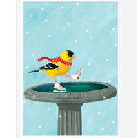 Bird Bath Ice Skater Holiday Card