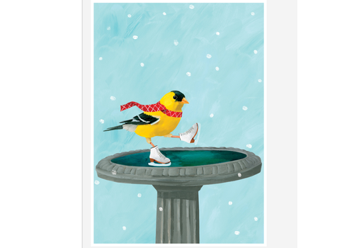  Allport Editions Bird Bath Ice Skater Holiday Card 