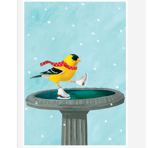 Allport Editions Bird Bath Ice Skater Holiday Card   Allport Editions Bird Bath Ice Skater Holiday Card