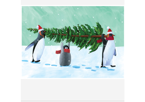  Allport Editions Penguins with Tree Holiday Card 