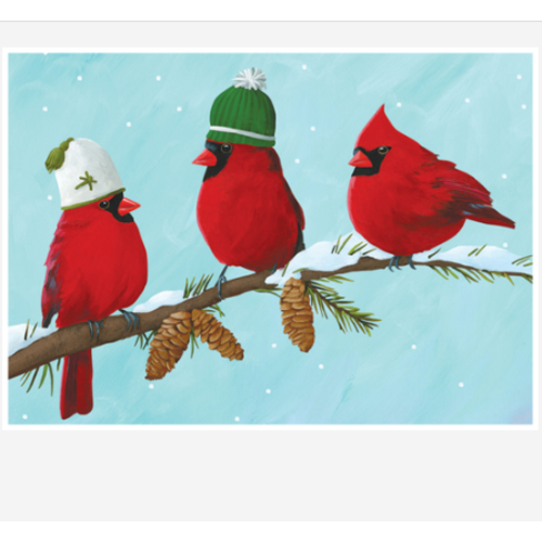  Allport Editions Cardinals in Hats Holiday Card 