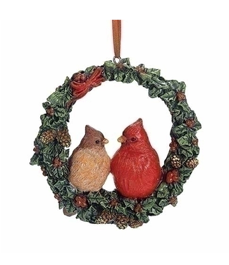 Roman Inc Cardinals in Wreath Ornament