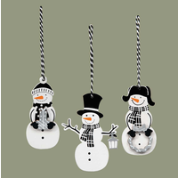 Black and White Snowman Ornament