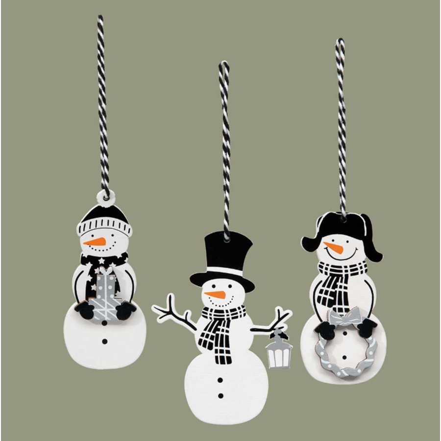 Black and White Snowman Ornament