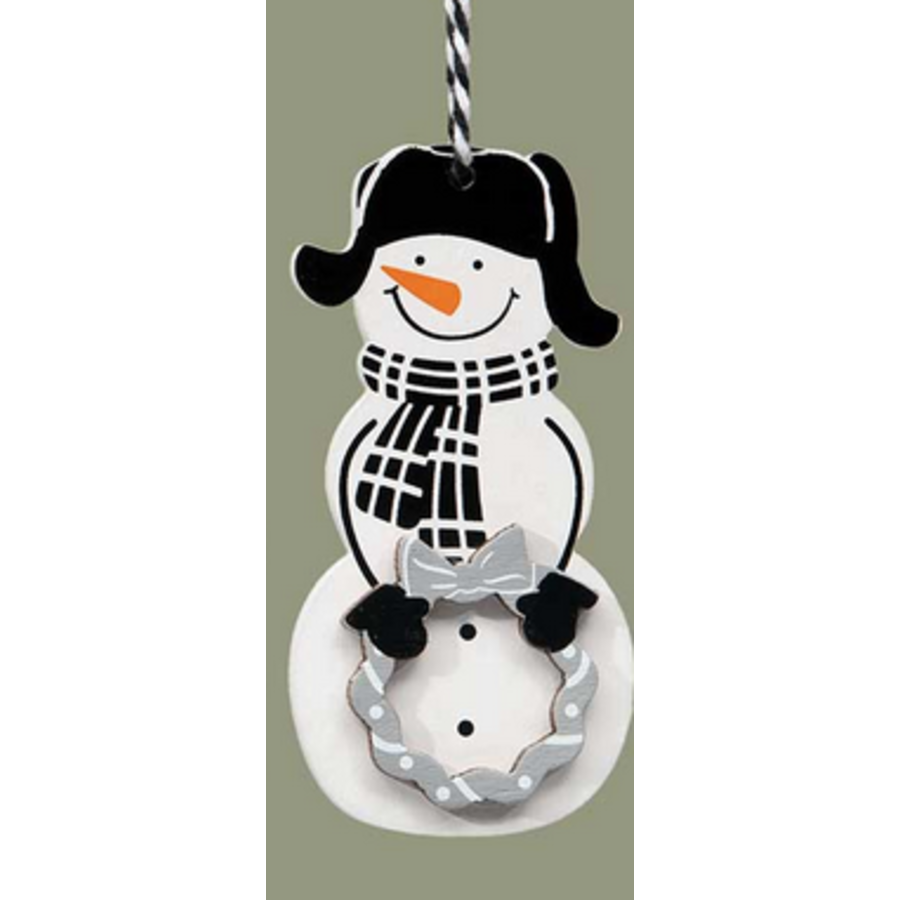 Black and White Snowman Ornament