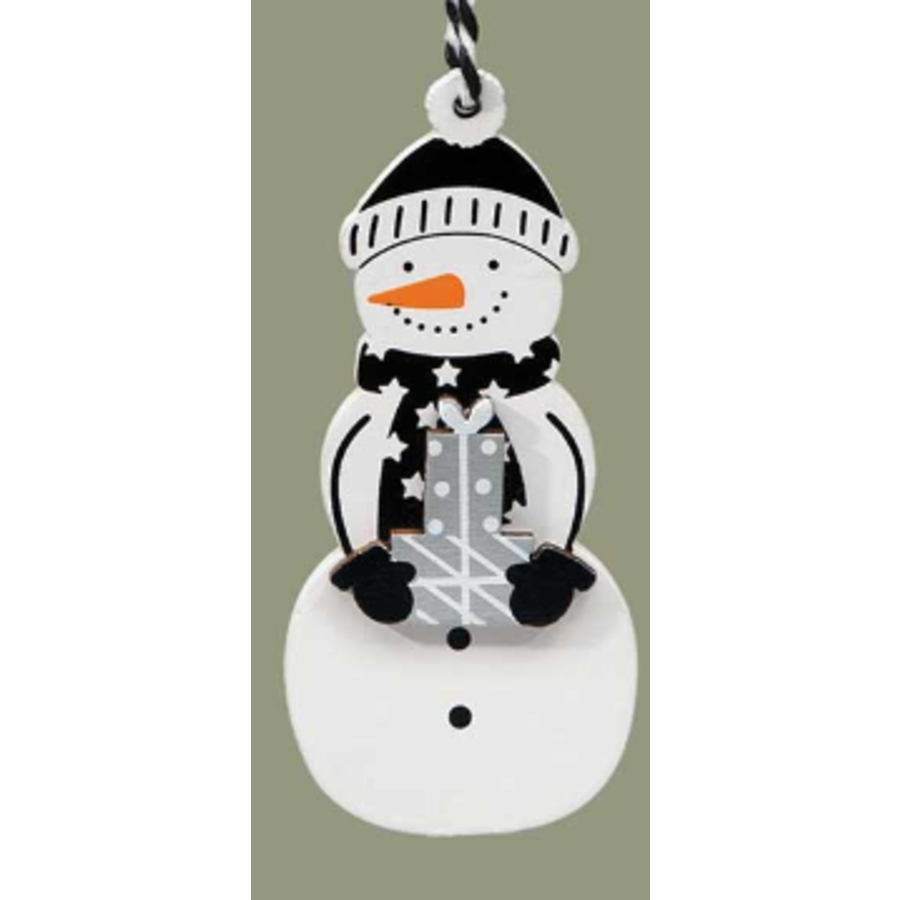 Black and White Snowman Ornament