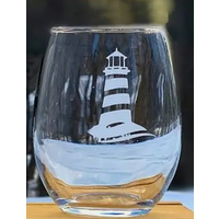 Etched Stemless Wine Glass