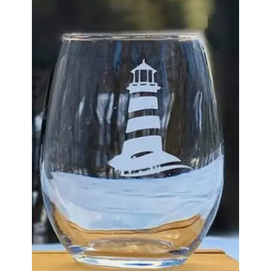 Etched Stemless Wine Glass