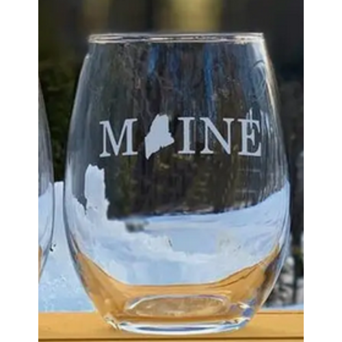  Reclaimed Maine Co. Etched Stemless Wine Glass 