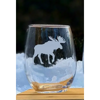 Etched Stemless Wine Glass