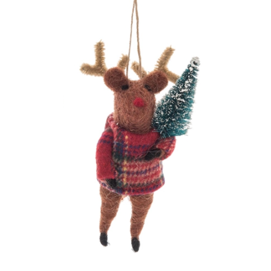 Plaid Reindeer Ornament