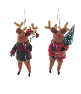 C&F Enterprise Plaid Reindeer Ornament