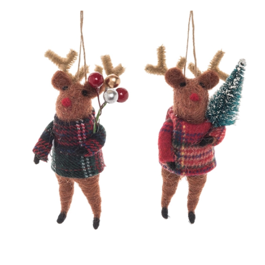 Plaid Reindeer Ornament