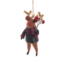 Plaid Reindeer Ornament