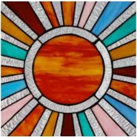 Sunburst Stained Glass Window Panel