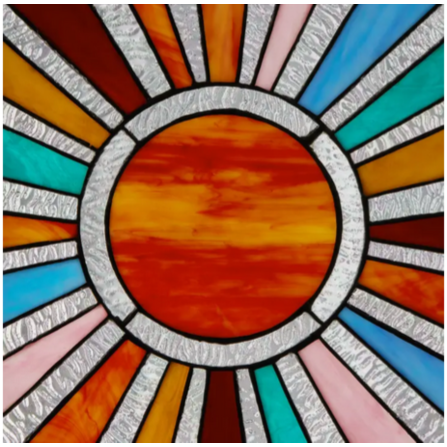 Sunburst Stained Glass Window Panel