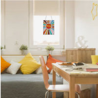 Sunburst Stained Glass Window Panel