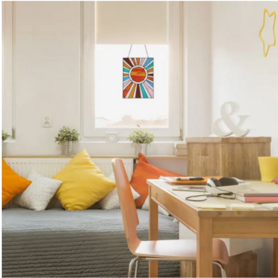 Sunburst Stained Glass Window Panel