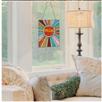 Sunburst Stained Glass Window Panel
