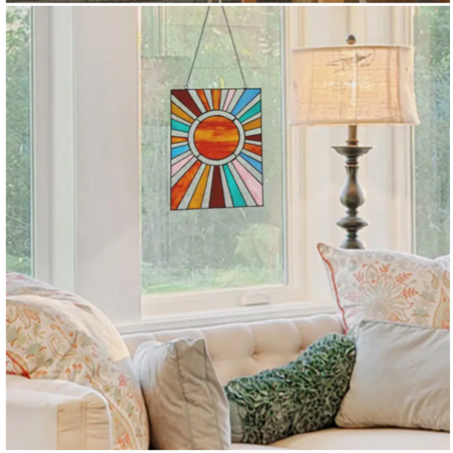 Sunburst Stained Glass Window Panel