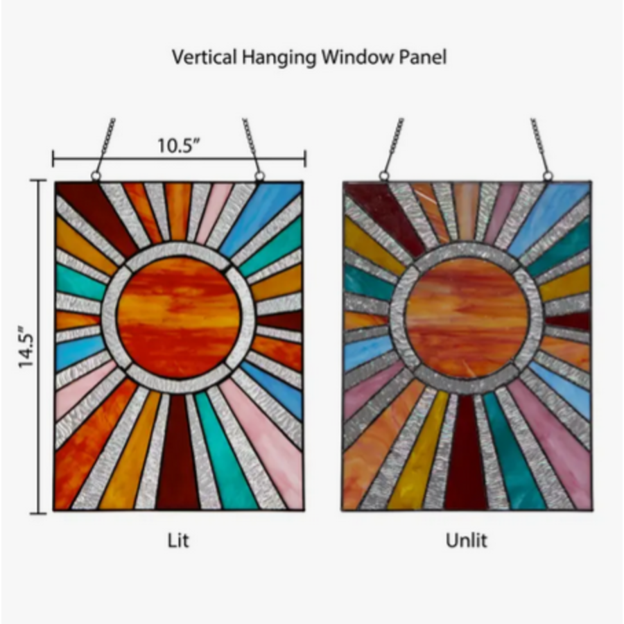 Sunburst Stained Glass Window Panel