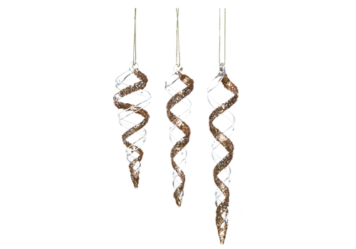  Glass Gold Swirl Ornament 