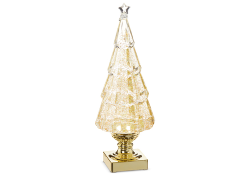  Lighted Tree Gold Glitter 14" 