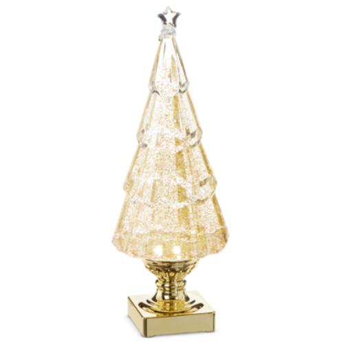  Lighted Tree Gold Glitter 14" 