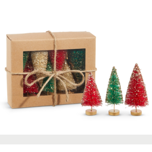Box of 7 Trees Red, Green, Tan   Box of 7 Trees Red, Green, Tan