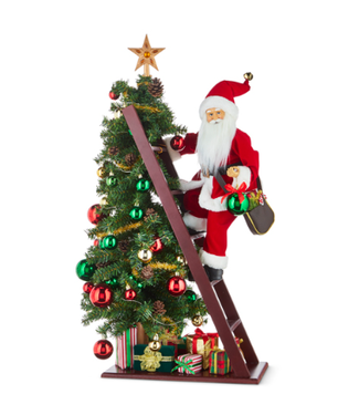 Climbing Up Lighted Tree Santa 34.5"