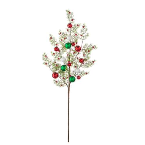  Cedar And Ball Ornament Spray 33" 