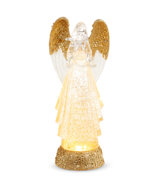 Lighted Angel w/ Gold Swirling Glitter 13"