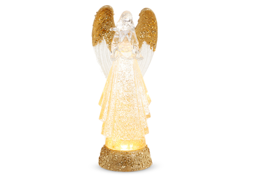  13" Lighted Angel w/ Gold Swirling Glitter 