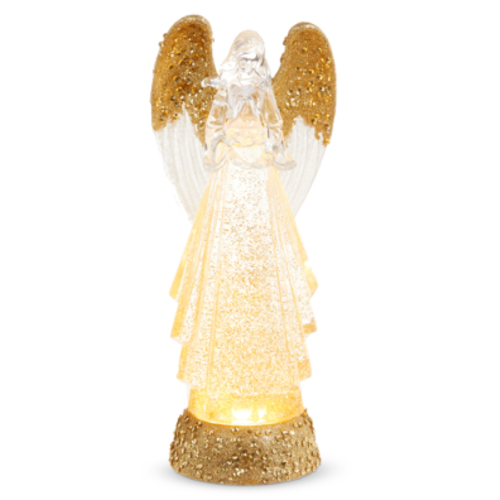  13" Lighted Angel w/ Gold Swirling Glitter 