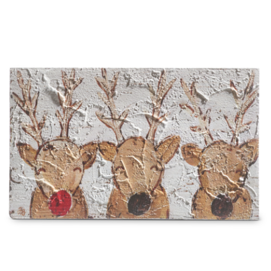 Reindeer Friends Wood Block 10"