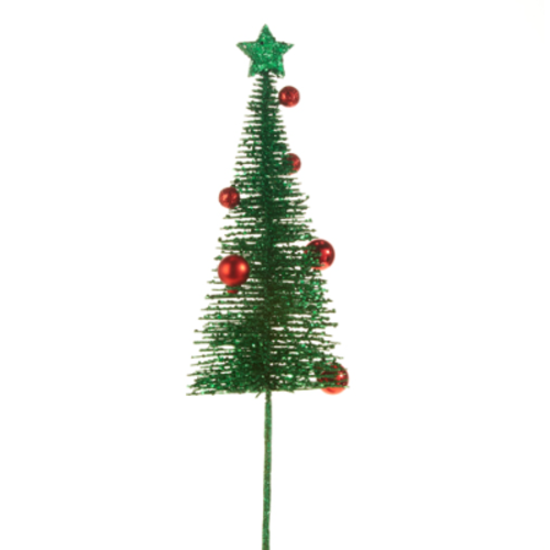  Green Bottle Brush Tree Pick 28" 