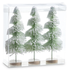 Box of 3 Green Snowy Bottle Brush Trees 9"