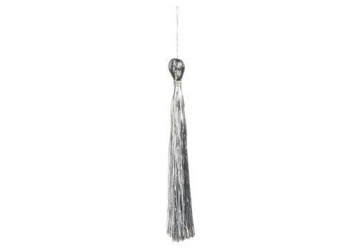  Silver Tinsel Tassel Orn 8.5" 